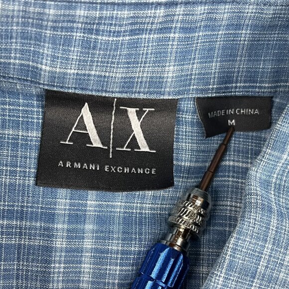 Armani Exchange Button Down Shirt Mens Medium 100% Cotton Luxury - Picture 4 of 6